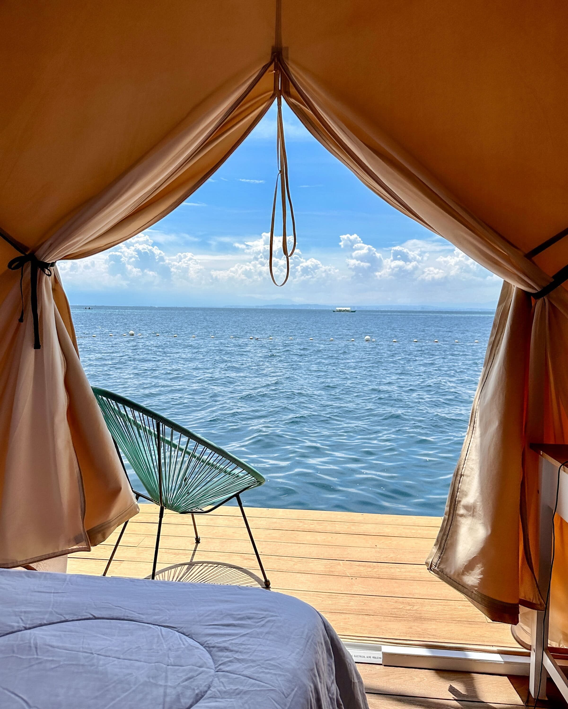 Ocean view from glamping tent deck
