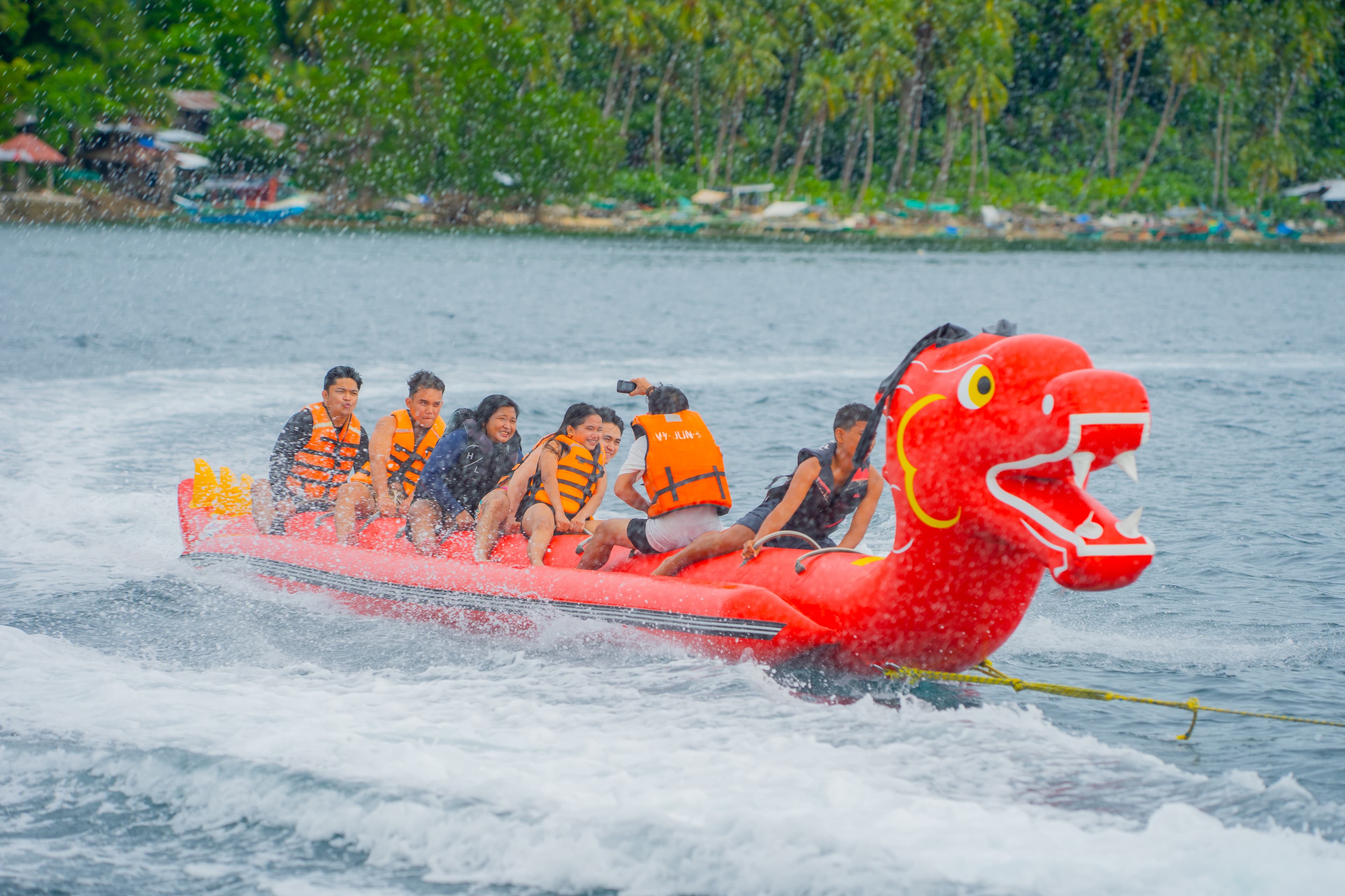 Dragon banana boat ride with guests